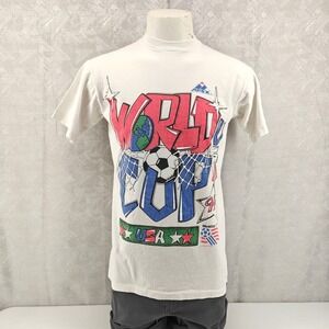 Vintage Apex One Shirt Mens Medium White Graphic World Cup USA 94 Soccer USA 90s